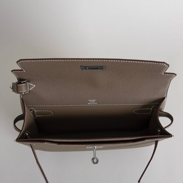 Men’s Clutch Bag Togo Leather Kelly Depeches 25CM CK18 Etoupe Silver Hardware