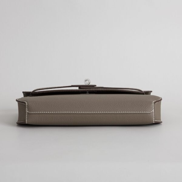 Men’s Clutch Bag Togo Leather Kelly Depeches 25CM CK18 Etoupe Silver Hardware