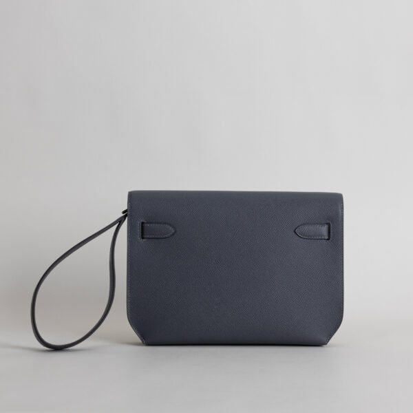 USA Los Angeles Kelly Depeches 25CM Clutch Bag Epsom Leather CK85 Ardoise Silver Hardware