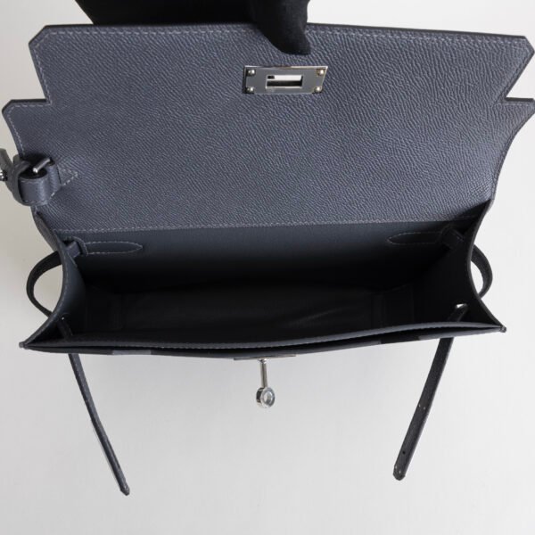 USA Los Angeles Kelly Depeches 25CM Clutch Bag Epsom Leather CK85 Ardoise Silver Hardware