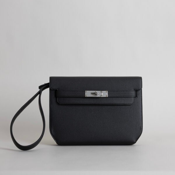 UK London Kelly Depeches 25CM Togo Leather CK89 Noir Silver Hardware