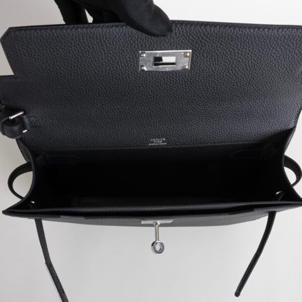 UK London Kelly Depeches 25CM Togo Leather CK89 Noir Silver Hardware