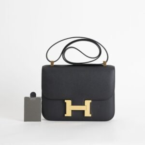 Full Handmade CC89 Noir Epsom Leather Constance 24CM Gold Hardware
