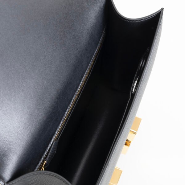 Full Handmade CC89 Noir Epsom Leather Constance 24CM Gold Hardware
