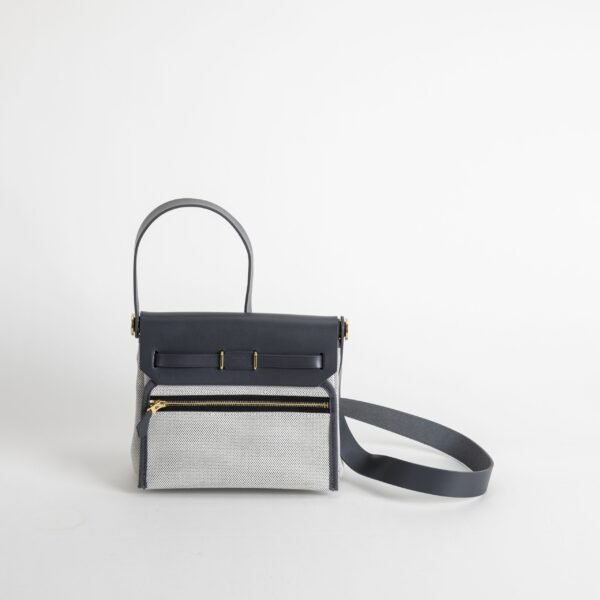 Canada Toronto Herbag Mini 20CM Balck Calf Leather / White Canvas Gold Hardware