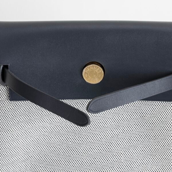 Canada Toronto Herbag Mini 20CM Balck Calf Leather / White Canvas Gold Hardware