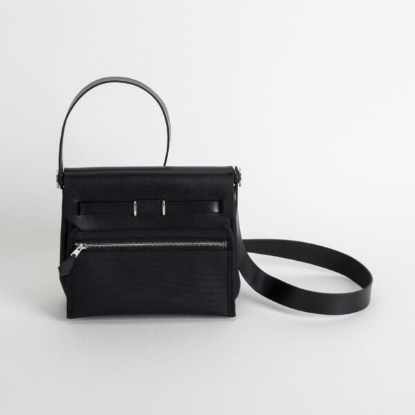 wsxc1757086222639_1-scaled-1 2025 New Balck Calf Leather / Canvas Herbag Mini 20CM Silver Hardware