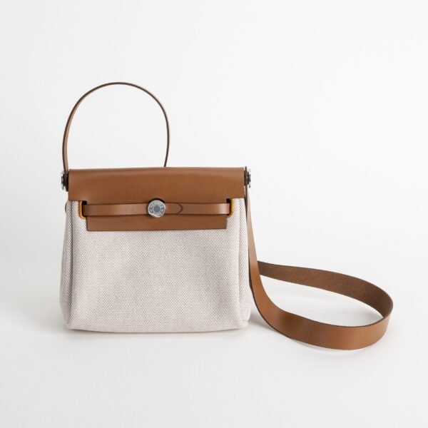 wsxc1757086224327_0-scaled-2 UAE Dubai Herbag Mini 20CM CK37 Gold Calf Leather / White Canvas Silver Hardware