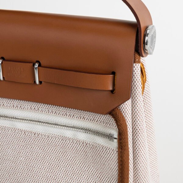 wsxc1757086224327_3 UAE Dubai Herbag Mini 20CM CK37 Gold Calf Leather / White Canvas Silver Hardware