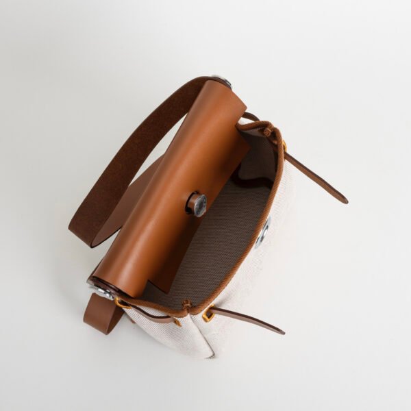 wsxc1757086224327_5 UAE Dubai Herbag Mini 20CM CK37 Gold Calf Leather / White Canvas Silver Hardware