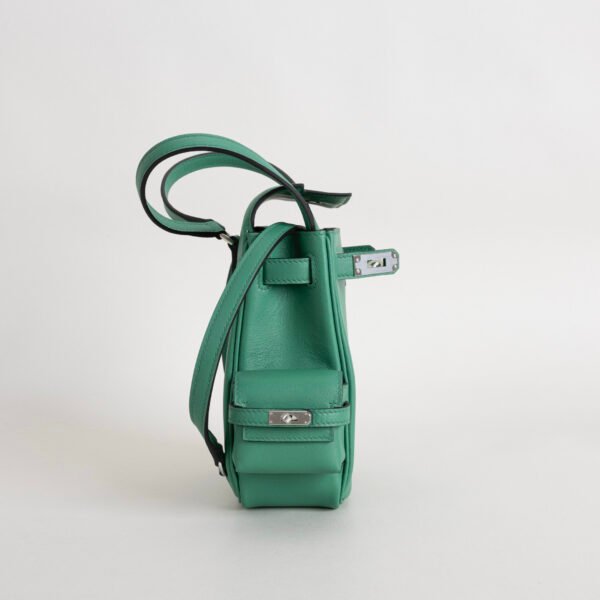 Hermes Kelly Jump Backpack Togo U4 Vert Vertigo Silver Hardware