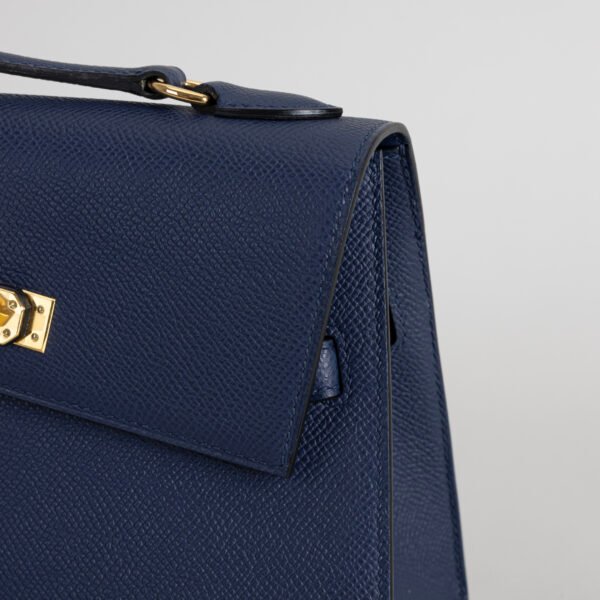 Women’s Shoulder Bag Epsom Leather Kelly Desordre 20CM 7K Bleu Abysse Gold Hardware