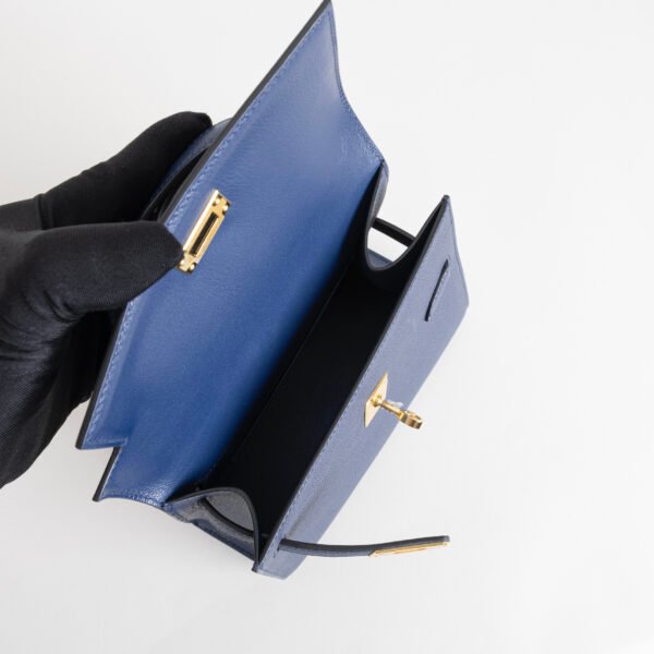 Women’s Shoulder Bag Epsom Leather Kelly Desordre 20CM 7K Bleu Abysse Gold Hardware