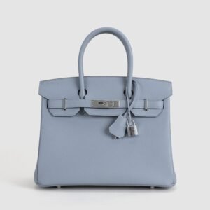 Women’s Tote Bag J7 Blue Lin Togo Leather Birkin 30CM Silver Hardware