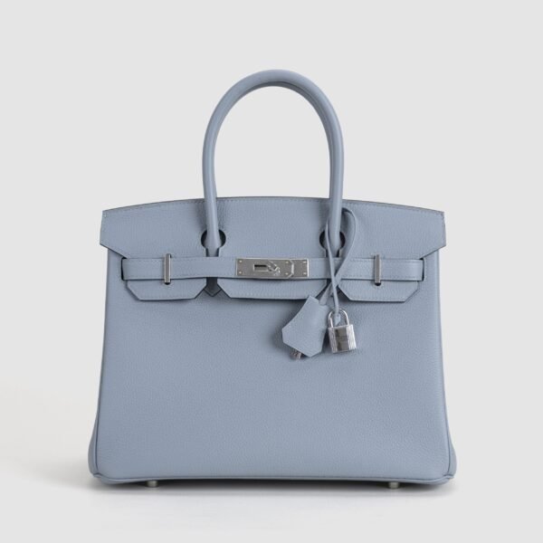 Women’s Tote Bag J7 Blue Lin Togo Leather Birkin 30CM Silver Hardware