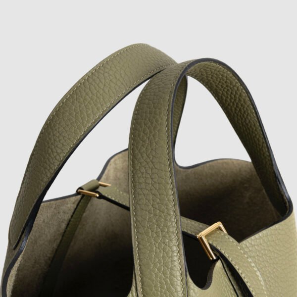 wsxc1760108465163_2 Women’s Tote Bag Clemence Leather Picotin 18CM CC61 Vert Olive Gold Hardware