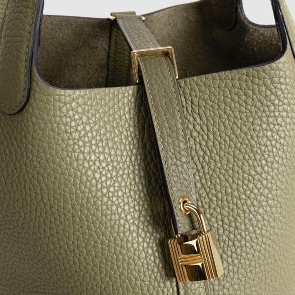 wsxc1760108465164_3 Women’s Tote Bag Clemence Leather Picotin 18CM CC61 Vert Olive Gold Hardware