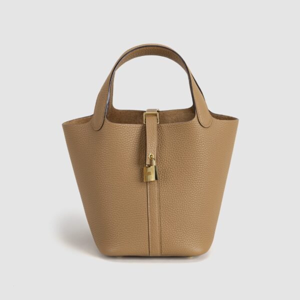 Hermes Clemence Leather Picotin 18CM 0M Chai Gold Hardware