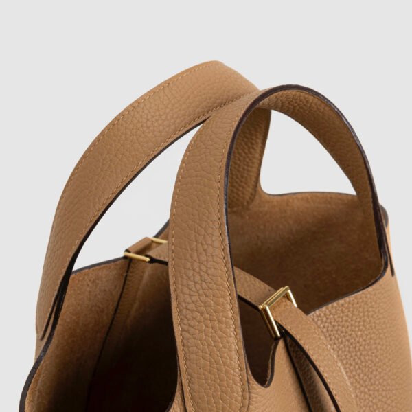 Hermes Clemence Leather Picotin 18CM 0M Chai Gold Hardware