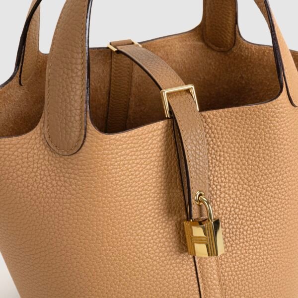 Hermes Clemence Leather Picotin 18CM 0M Chai Gold Hardware