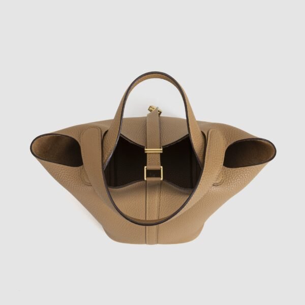 Hermes Clemence Leather Picotin 18CM 0M Chai Gold Hardware