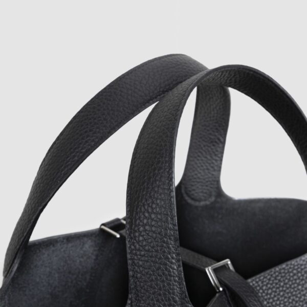 Hermes Tote Bag CK89 Noir Clemence Leather Picotin 22CM Silver Hardware