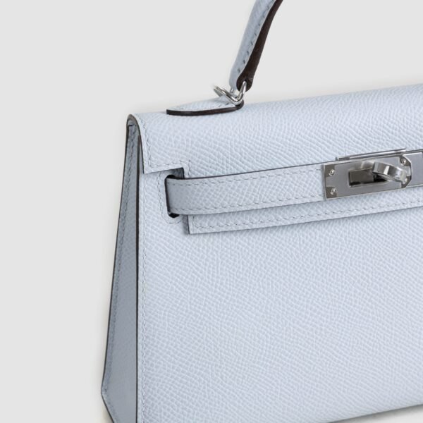 UAE Dubai Hermes Mini Kelly 19CM Epsom Leather 7R Blue Azur Silver Hardware