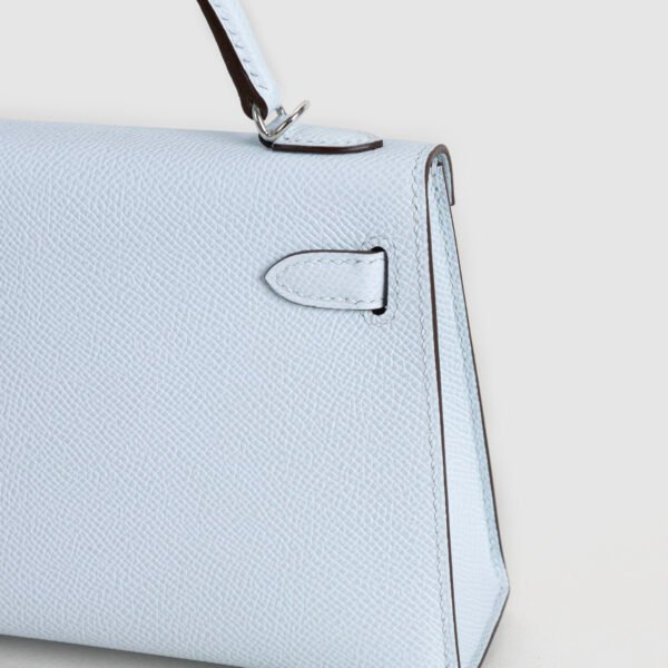 UAE Dubai Hermes Mini Kelly 19CM Epsom Leather 7R Blue Azur Silver Hardware