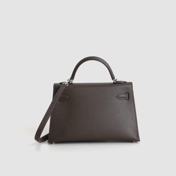 Women’s Clutch Bag Mini Kelly 19CM 46 Ebene Epsom Leather Silver & Gold Hardware