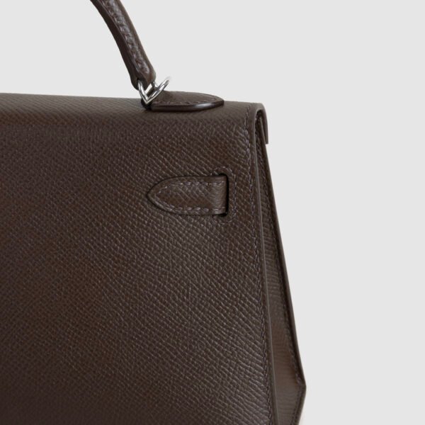 Women’s Clutch Bag Mini Kelly 19CM 46 Ebene Epsom Leather Silver & Gold Hardware