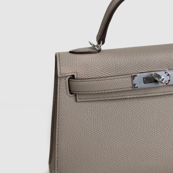 wsxc1760632790001_2 UK London Mini Kelly 19CM Epsom Leather M8 Gris Asphalt Silver Hardware