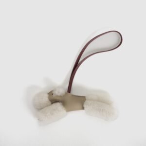 Lovely Hermes Milo Agneau & Merino Wool Budy Charm Gris Tourterelle & Bordeaux