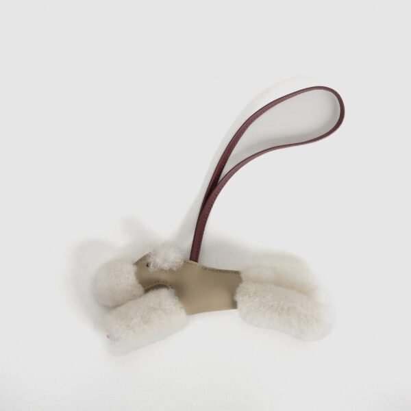 Lovely Hermes Milo Agneau & Merino Wool Budy Charm Gris Tourterelle & Bordeaux