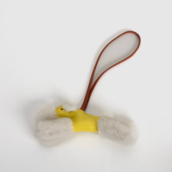Cute Hermes Ornament Jaune De Naples & Gold Milo Agneau / White Merino Wool Budy Charm
