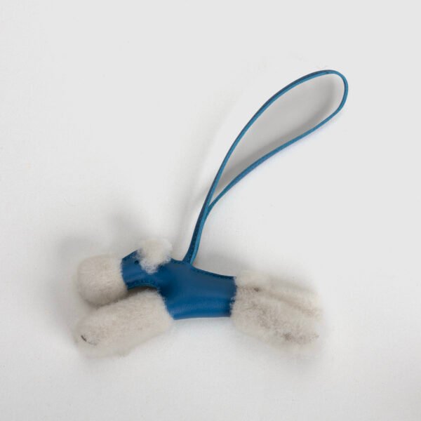 USA Washington Hermes Budy Charm Pendant Blue De Presse Milo Agneau / White Merino Wool