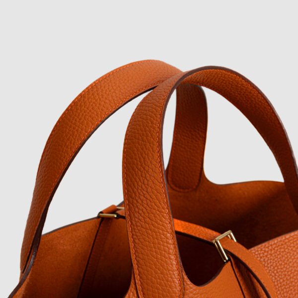 Hermes Tote Bag Picotin 22CM CC93 Orange Clemence Leather Gold Hardware