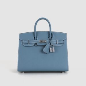 Women’s Tote Bag Hermes CK75 Blue Jean Epsom Leather Birkin Sellier 25CM Silver Hardware