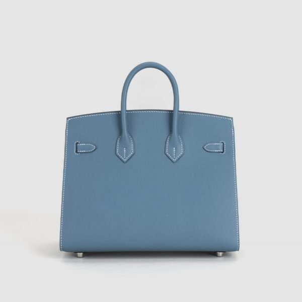 Women’s Tote Bag Hermes CK75 Blue Jean Epsom Leather Birkin Sellier 25CM Silver Hardware