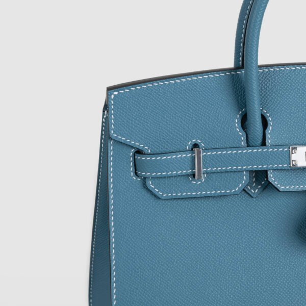 Women’s Tote Bag Hermes CK75 Blue Jean Epsom Leather Birkin Sellier 25CM Silver Hardware