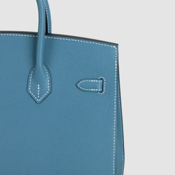 Women’s Tote Bag Hermes CK75 Blue Jean Epsom Leather Birkin Sellier 25CM Silver Hardware