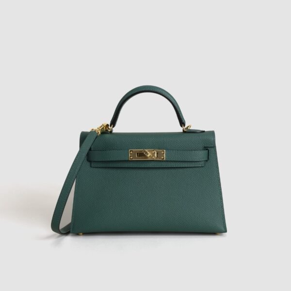 Hermes Evening Bag Z6 Malachite Epsom Leather Mini Kelly 19CM Gold Hardware