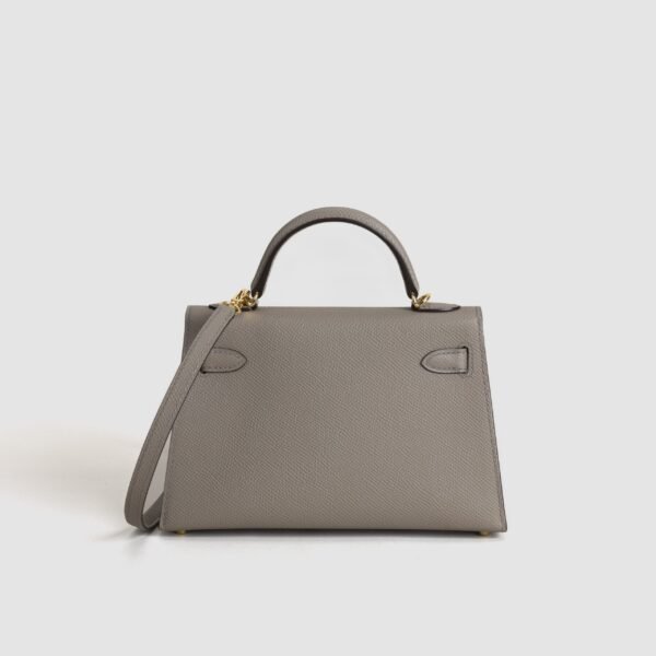 USA Los Angeles Epsom Leather Mini Kelly 19CM M8 Gris Asphalt Gold Hardware