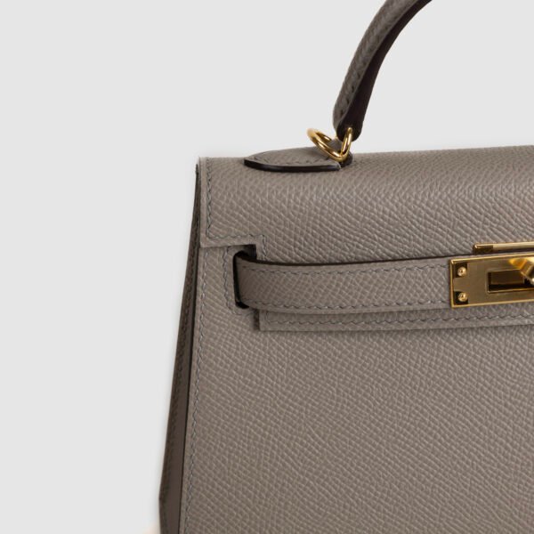 USA Los Angeles Epsom Leather Mini Kelly 19CM M8 Gris Asphalt Gold Hardware
