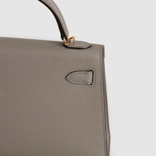 USA Los Angeles Epsom Leather Mini Kelly 19CM M8 Gris Asphalt Gold Hardware