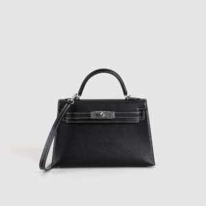 Special Order Mini Kelly 19CM Chevre Leather CK89 Noir / CK80 Gris Pearl