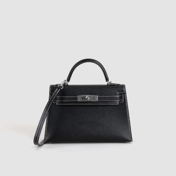 Special Order Mini Kelly 19CM Chevre Leather CK89 Noir / CK80 Gris Pearl