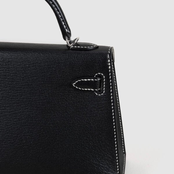 Special Order Mini Kelly 19CM Chevre Leather CK89 Noir / CK80 Gris Pearl