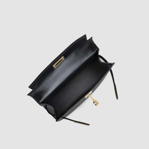 Full Handmade Mini Kelly Touch 19CM CC89 Noir Epsom / Crocodile Leather Gold Hardware