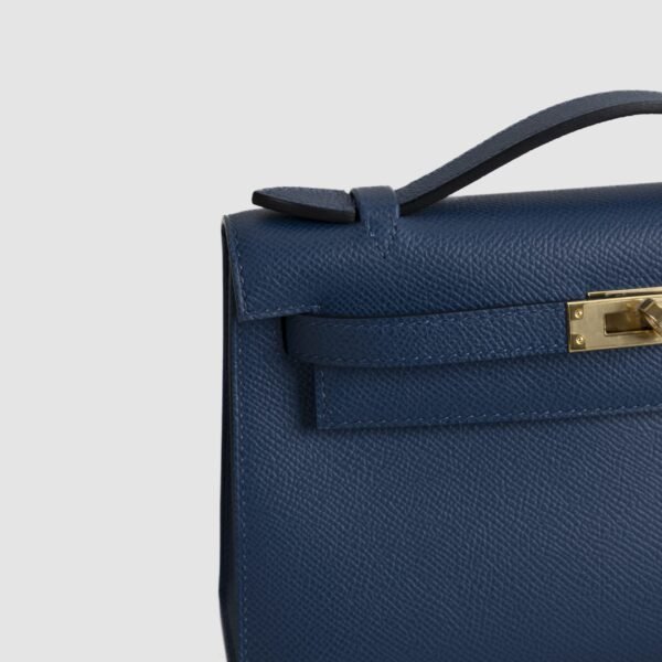 USA Washington Hermes Kelly Pochette 22CM Swift Leather S4 Deep Blue Gold Hardware