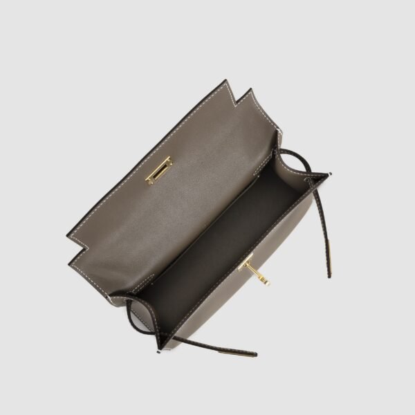 Hermes Clutch Bag CC18 Etoupe Swift Leather Kelly Pochette 22CM Gold Hardware